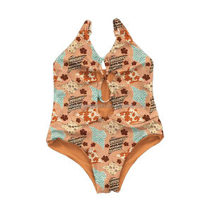 Costume da Bagno per Bambine in Produzione di Massa, Bikini Intero Senza Maniche con Stampa Hawaiana per Spiaggia - Product Image 4