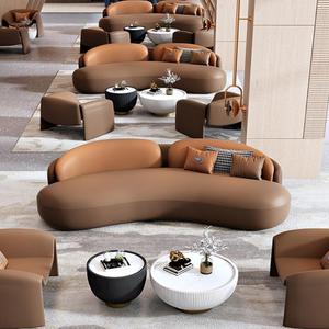 Современный кожаный офисный диван и журнальный столик для апартаментов и бизнес-лобби - Product Image 5