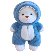 Peluche Ours en Peluche Mignon et Amusant de Haute Qualité avec Vêtements de Requin Bleu Amovibles, Jouet d'Éveil Émotionnel pour Enfants, Idéal comme Cadeau