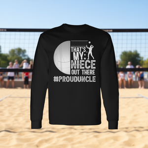 Camiseta de manga larga con cuello redondo para hombre, con la inscripción "That's My Niece Volleyball Uncle", para tío orgulloso, para deportes y juegos. - Product Image 3