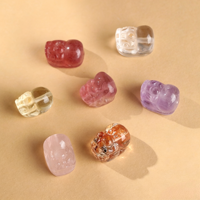 Breloque Pixiu sculptée en cristal naturel, améthyste, citrine, pierre semi-précieuse, porte-bonheur Feng Shui pour bracelet DIY