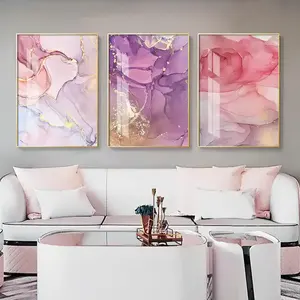 Nordic Purple Pink Canvas Painting Modern Home Gold Poster And Print Wall Picture For Living Room Abstract Wall Art