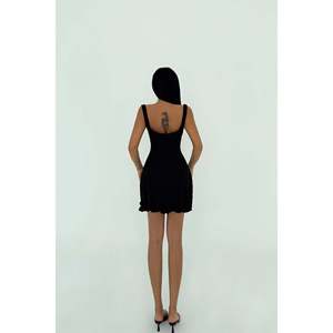 Robe de cocktail mini noire à bretelles - Product Image 3