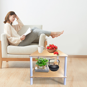 Youlike, mesas de centro de 2 niveles, mesa auxiliar, mesitas de noche, mesa de salón de madera para dormitorio, sala de estar, estudio, Oficina - Product Image 3