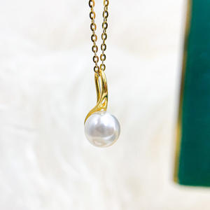 S925 Silver Pendant Necklace with 7-9mm Round Beads DIY <b>Simple</b> Accessories Empty Stand 30875 Pearl Necklace - Product Image 4