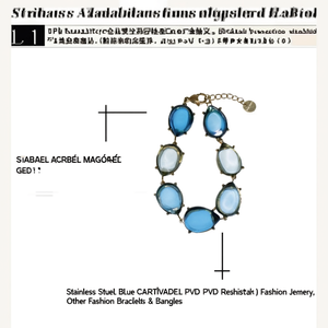 Pulsera de Acero Inoxidable con Gema Azul, Chapada en Oro PVD, Joyería de Moda Sostenible y Resistente - Product Image 2