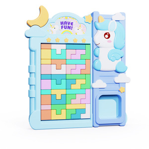 Tetris Building <b>Block</b> Puzzle For Kids 4 6 Years Old Educational Toy Unisex <b>Plastic</b> Flat Jigsaw Game With Unicorn Design - Product Image 1