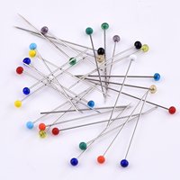 Accessoires de couture Épingles à tête de verre boule de 38mm Épingles de courtepointe droites Bâton coloré Épingle à tête de perle avec boîte en plastique