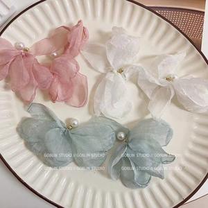 <span class=keywords><strong>Mori</strong></span> super fé<span class=keywords><strong>e</strong></span> en mousseline de soie fleur boucles d'oreilles vacances vent doux sens avancé doux français maille pétale boucles d'oreilles - Product Image 6