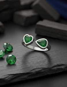 Anillo de oro blanco de 14 quilates certificado Toi-et-Moi con piedras preciosas naturales/cultivadas en laboratorio - Product Image 1