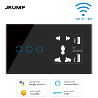 147 serie inteligente Tuya Smart Life WiFi interruptor de luz táctil inteligente 1-4Gang Control de voz Alexa Google Home US Smart Power WallSocket
