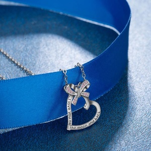 925 en argent sterling rhodium femmes <span class=keywords><strong>copine</strong></span> Je t'aime petit coeur forme pendentif collier - Product Image 5