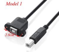 USB 2.0 Type B Male untuk Type B Perempuan Kabel Ekstensi Printer dengan PANEL MOUNT Lubang Sekrup 30 Cm 50 CM 100 Cm