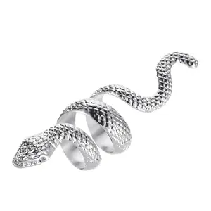 Diskon besar cincin ular panjang punk vintage hewan logam retro berlebihan cincin bentuk ular