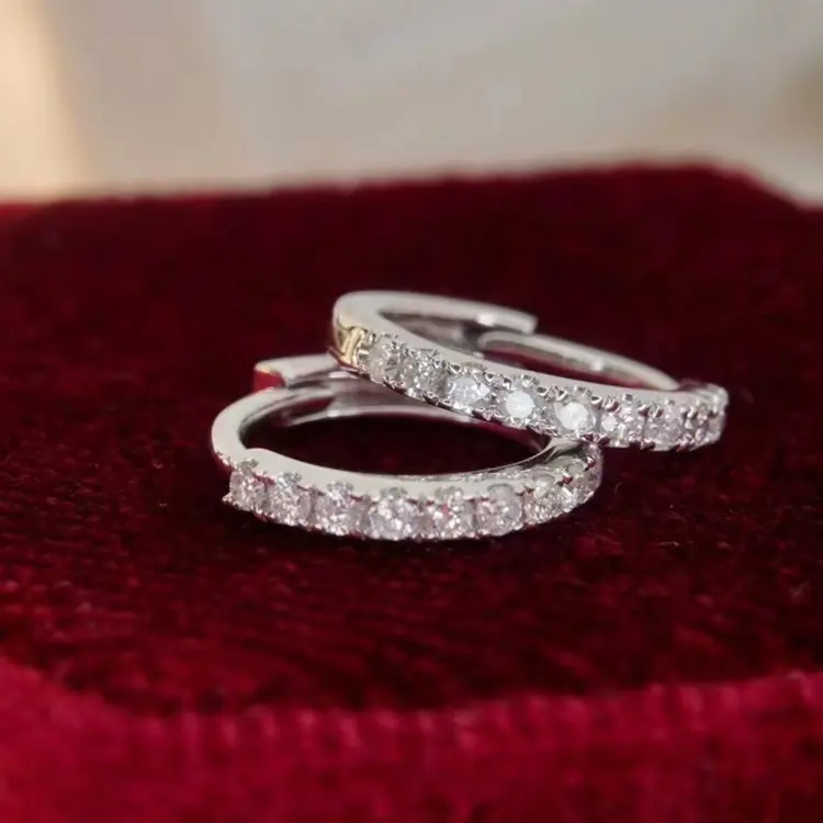 Orecchini a cerchio con diamanti CZ con zirconi bianchi Joyeria 5A europei orecchini in argento Sterling 925 gioielli