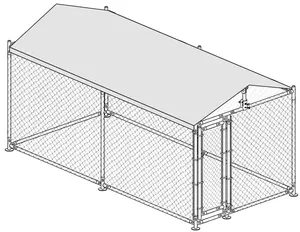 Kit de chenil en acier galvanisé robuste chenil pour chien parc pour animaux de compagnie chaîne lien stylo d'exercice 1.5X4.5x2.2m avec toit