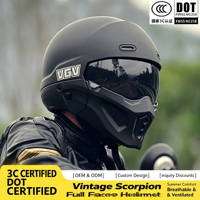 Casco Integral Retro Scorpion con Certificación DOT/3C, Aerodinámico, ABS+EPS, Transpirable, para Motociclismo de Verano, para Hombres y Mujeres