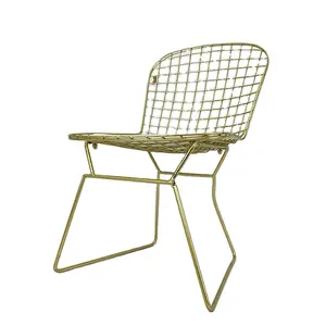 Cadeira dourada de metal criativa para móveis, venda no atacado de móveis para casa, restaurante, cadeirinha para sala de jantar e lazer