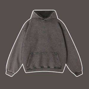 कस्टम हैवीवेट 420 जीज्म ओवरसाइज हूडेड पल्लोवर विंटेज परेशान एसिड वॉश क्रेवगर्दन टेरी कपड़े 100% कपास गंध की आपूर्ति - Product Image 4