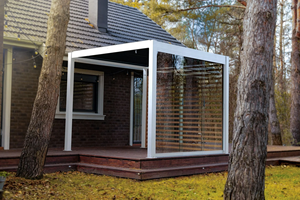 DEEZON Outdoor Garden Sunroom Automatic Canopy Motorized Electric Retractable Louver Roof Aluminum <strong>Pergola</strong> - Product Image 4