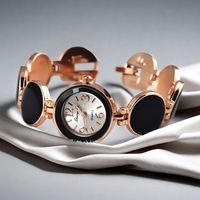 Montre-bracelet élégante pour femme avec bracelet en céramique perlée ronde, montre à quartz pour femme