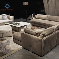 Villa ensemble de canapés italiens de salon, canapé sectionnel en l en cuir véritable nubuck