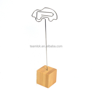 竹木底座，带金属夹名片架展示架 - Product Image 3