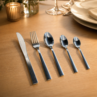 Ensemble de 5 couverts modernes de luxe en acier inoxydable, avec manche large et plat, poli miroir, pour restaurants et traiteurs