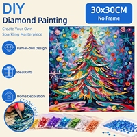 Peinture diamant 5D 30x30cm, arbre de Noël abstrait vibrant, strass colorés, artisanat DIY, décoration murale, cadeau de Noël
