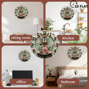 Round Wooden Wall <b>Clock</b> 25x25cm <b>Silent</b> Non Ticking Easy Read Home Decor <b>Clock</b> - Product Image 4