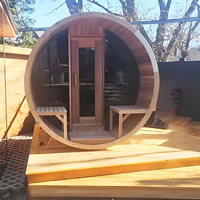 Sauna Tong Kayu Bakar Inframerah Luar Ruangan Hybrid Listrik untuk 2-4 Orang Spektrum Penuh Ramah Lingkungan Kaca Tempered Panoramic