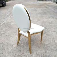 Chaise Arabella élégante au design ovale Chaise de luxe sur le thème blanc et or Chaise d'événement dorée 2 en 1 de luxe argentée à vendre