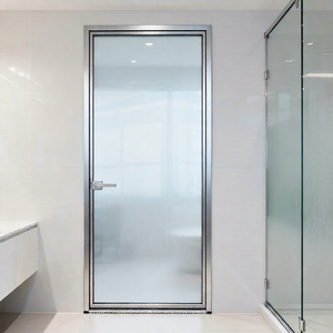 Puerta de Vidrio Abatible para Baño, Marco Estrecho, Moderna, de Aleación de Aluminio, con Malla de Fibra de Vidrio - Product Image 1