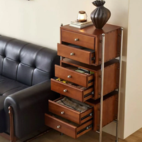 Armoire de rangement rétro en bois massif Tiroirs muraux pour salon chambre ou canapé Meubles de rangement décoratifs latéraux
