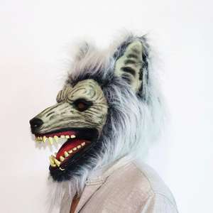 Halloween Noël Diable Loup Tête Masque Nouvelle Peluche Loup Gris Loup Couvre-chef Usine Directe Transfrontalière pour Jeu de Rôle Latex - Product Image 4