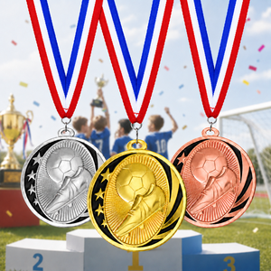 Medallas de Fútbol Personalizadas OEM en 3D, Premios al Ganador, Oro, Plata, Bronce, Medallas de Metal con Logotipo Grabado Personalizado, Insignia de Honor Deportiva - Product Image 1