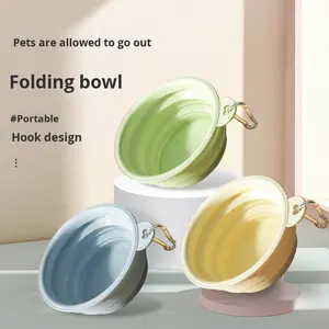 Em Estoque Eco-Friendly PET Viagem Portátil Dog Bowl Solid Plastic Outdoor Folding Gato e Cão Comer Beber Comida Bowl - Product Image 1