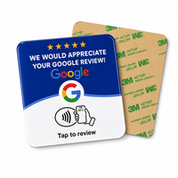 Support de carte NFC Google Review en acrylique 12 cm compatible NFC213, prêt pour la personnalisation OEM/ODM (Tap To Review)