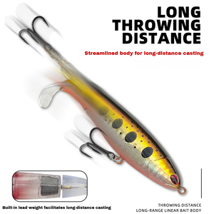 Leurre flottant en plastique ABS pour pêche en surface, 10 cm, revêtement laser, leurre de type minnow avec hameçons triples tranchants pour la pêche au bar RL09 - Product Image 3