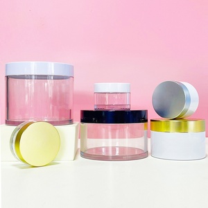 Stock Empty 5ml-100ml Clear PET <b>Plastic</b> Cream <b>Jars</b> White/Black Screw Cap for Lip Balm Cosmetic Containers (Custom Logo - Product Image 5