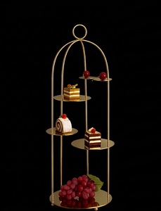 High Quality Finishing Gold Coated Metal Iron Decorative <b>Cake</b> Stand Wedding Event Decoration Handmade Metal Blue <b>Ribbon</b> - Product Image 3