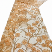 Tissu en tulle brodé de fleurs, dentelle crochetée verte perlée, tissu uni avec perles et sequins pour mariage