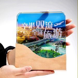 Nuevo diseño de madera cristal Momento Golf Memorial Base boda mérito placa redonda madera escudo Premio trofeo para béisbol - Product Image 1