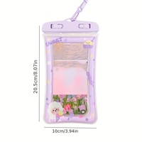 Pochette de téléphone étanche en PVC avec fenêtre transparente, design rose et blanc, pour usage extérieur