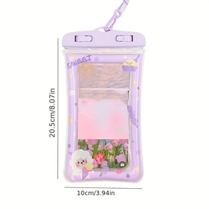 กระเป๋าใส่โทรศัพท์กันน้ำ PVC ลายการ์ตูนพร้อมหน้าต่างโปร่งใสสีชมพูและสีขาวสำหรับใช้กลางแจ้ง - Product Image 6