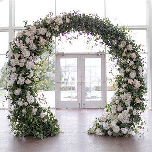 Artificial White Rose Hydrangea Wedding <b>Arch</b> <b>Decorated</b> Flower Metal Wedding <b>Arch</b> <b>for</b> Wedding Background Flower Hoop - Product Image 4