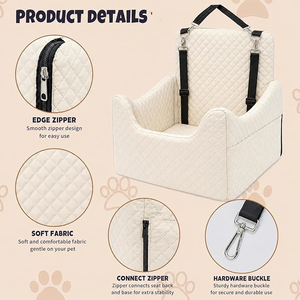 Siège auto réglable pour chien, lit de voyage pour animaux de compagnie, chiot, avec housse et coussin amovibles et lavables, rehausseur de siège arrière pour chien - Product Image 2