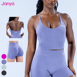 Conjunto Deportivo Janya de Nylon Mate, Top Deportivo sin Espalda de Alta Elasticidad, Shorts de Yoga sin Costuras con Efecto Push-Up para <span class=keywords><strong>Mujer</strong></span> - Product Image 1