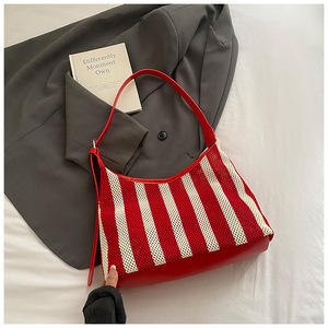 <span class=keywords><strong>Sac</strong></span> hobo jaune et blanc en filet avec bandoulière réglable, <span class=keywords><strong>sac</strong></span> de plage d'été en maille rayée pour femme - Product Image 6
