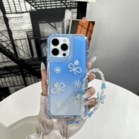 Coque de téléphone antichoc en TPU+PC avec dégradé de couleurs délicat et élégant, décor mignon avec chaîne de perles pour iPhone 18 Pro Max, 18 Pro, 17 Pro